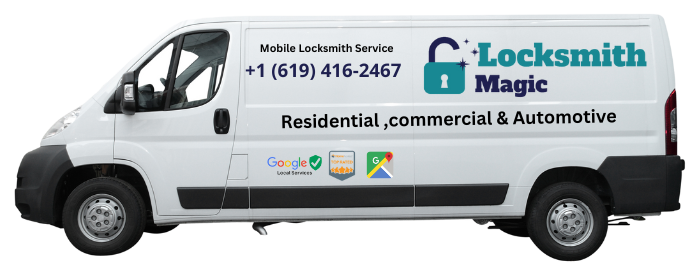 Locksmith Magic mobile locksmith van offering residential commercial and automotive service in San Diego