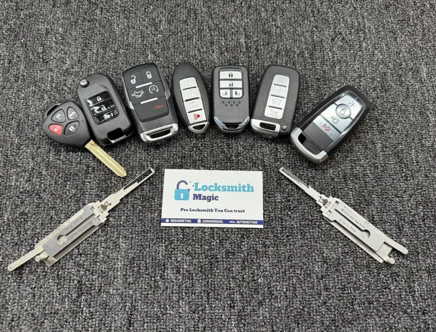 Car key fobs and locksmith tools by Locksmith Magic
