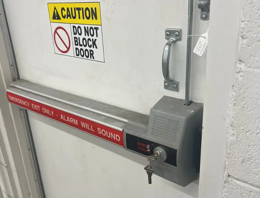 Commercial panic bar installation by Locksmith Magic