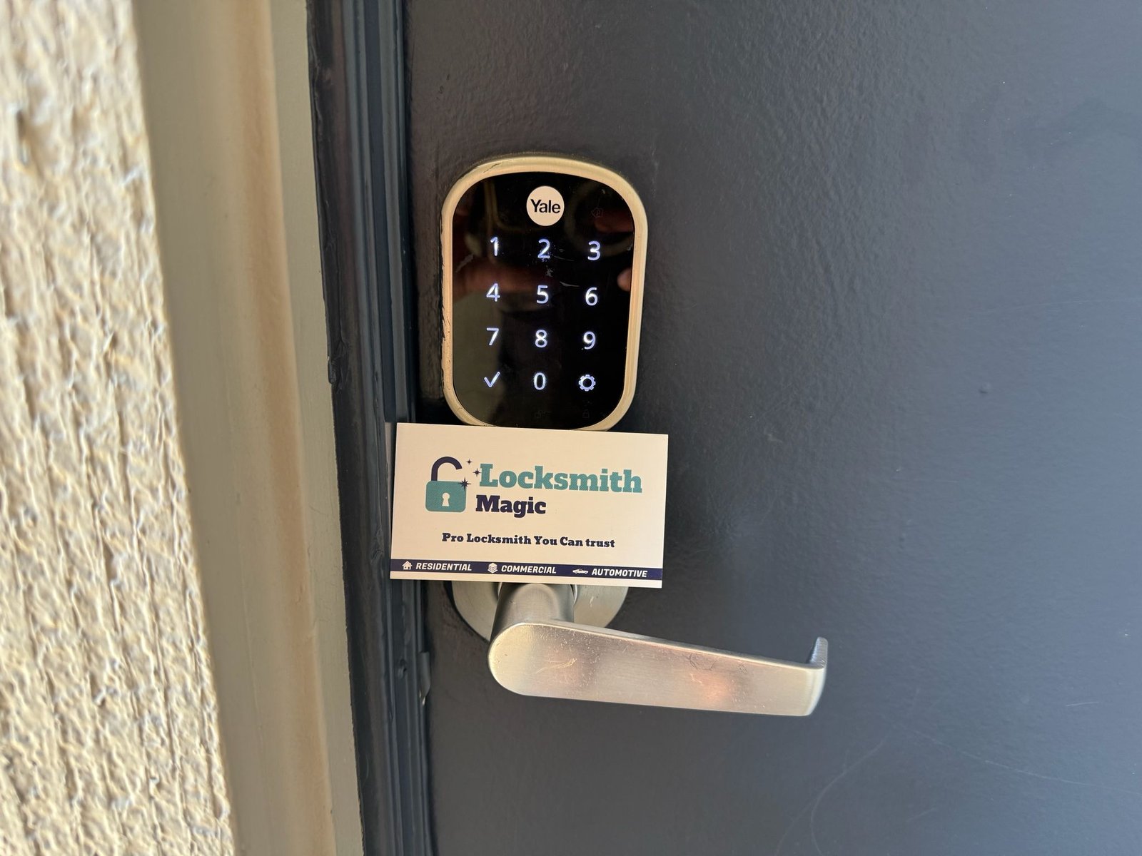 Smart lock installation by Locksmith Magic on a home door